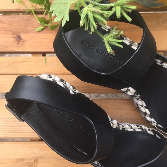 Sigerson Morrison Black & White Wedge Sandal 8.5M - Picture 9 of 16